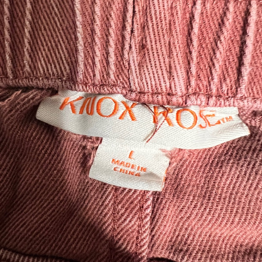 Knox Rose Cropped Pants Women's Size L Rosewood Elastic Waist Button Fly - Picture 3 of 9